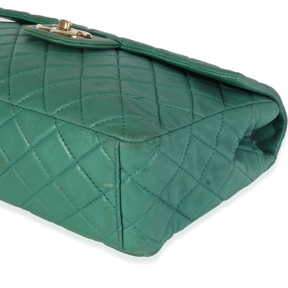 Chanel Green Quilted Lambskin Soft Maxi Single Flap Bag - Picture 7 of 8